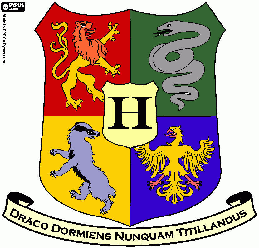 Hogwarts logo with crest coloring page