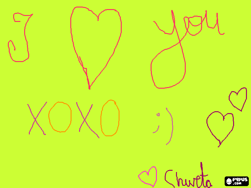 i love  u XOXO <3 coloring page