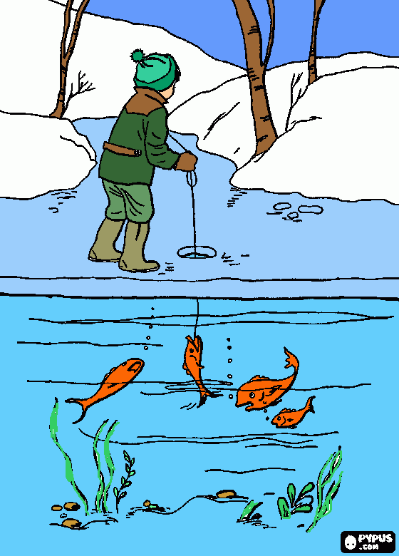 ice fishing coloring pages - photo #25