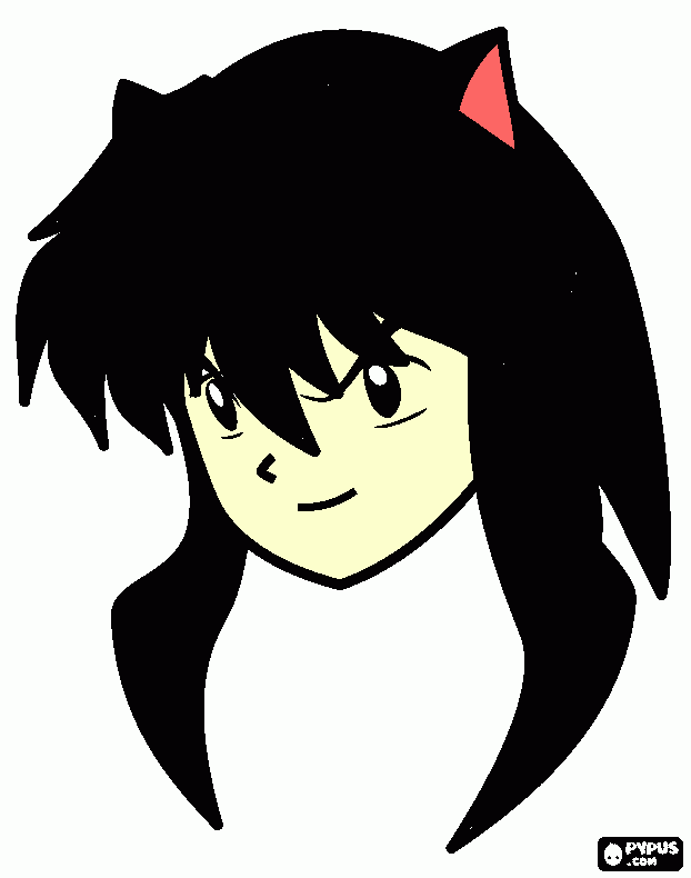 inuyasha with black hair coloring page