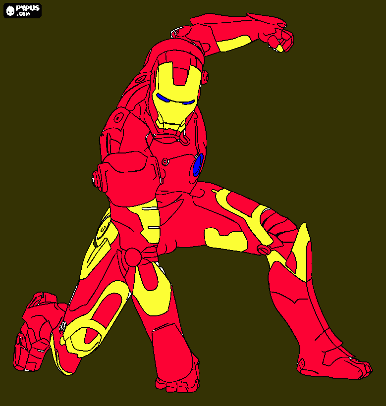iron man pushing the groud coloring page