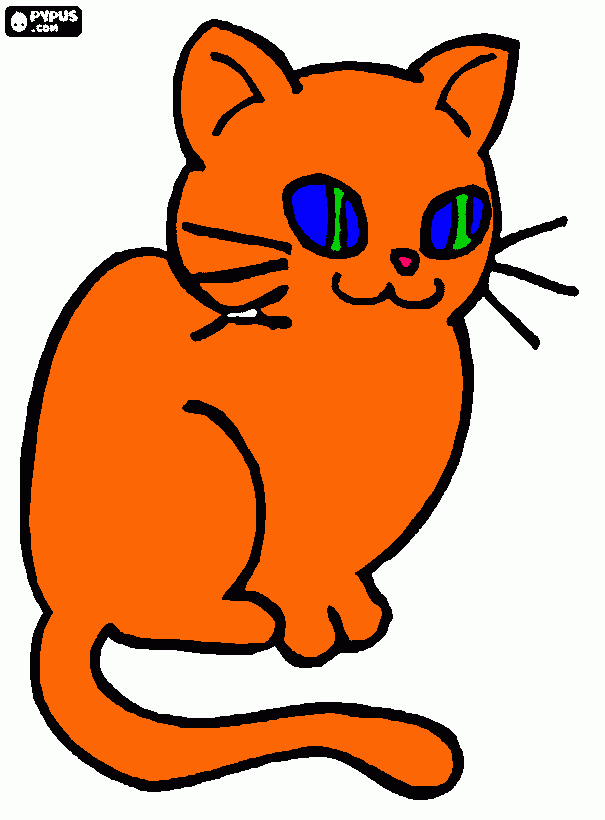 It's a  kitten with blue and green eyes coloring page