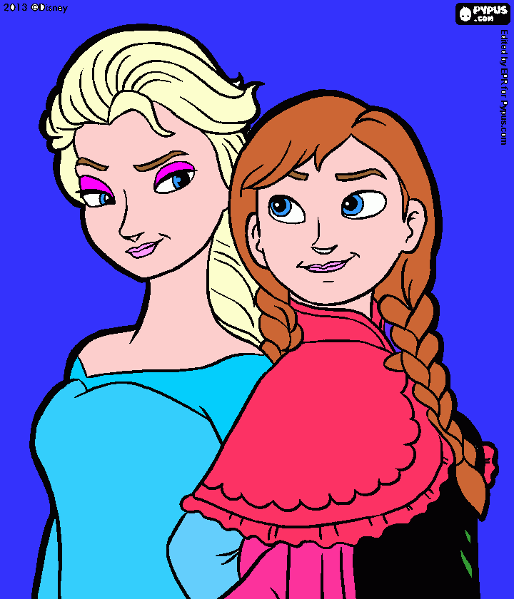 it's elsa and anna from frozen  coloring page