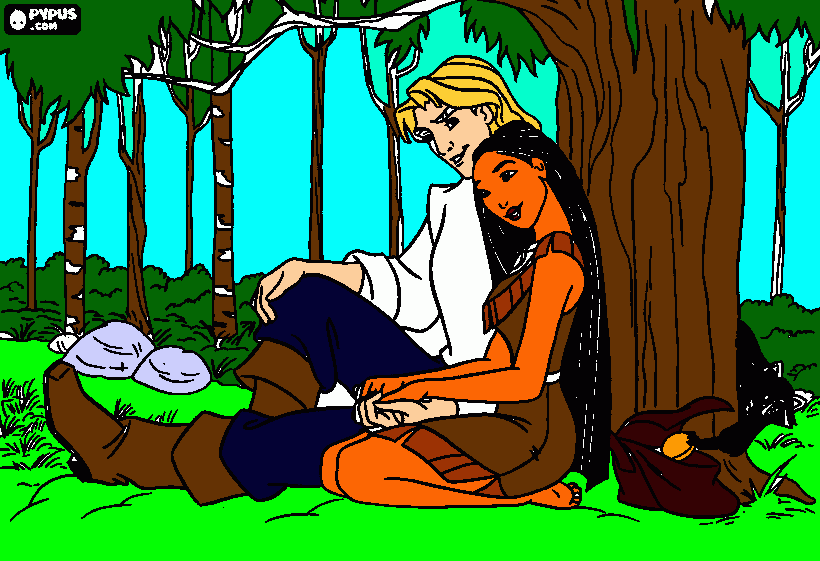 John Smith and Pocahontas coloring page
