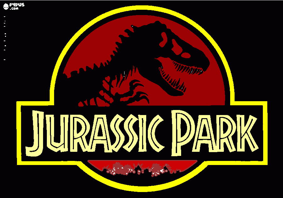 Jurassic park world, black baclground coloring page