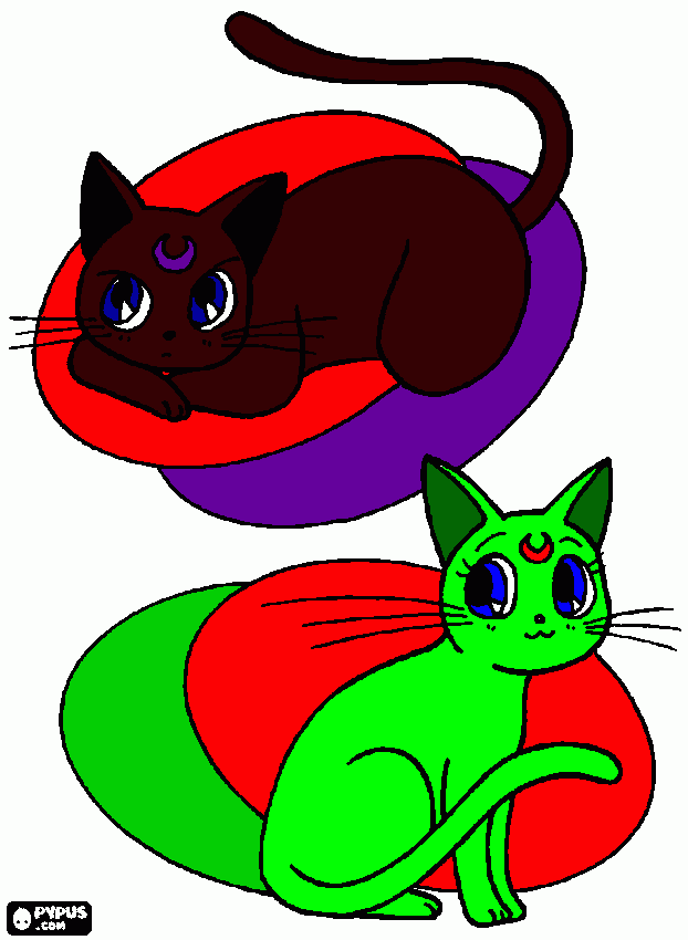 Kayla-cat and Julie-cat coloring page