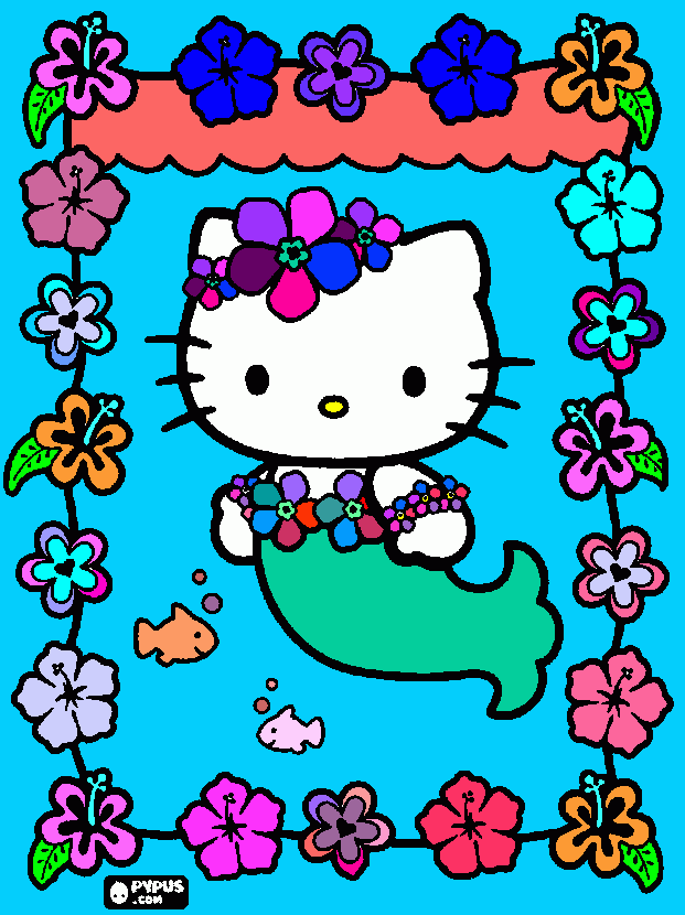 Kitty sirène des mers coloring page