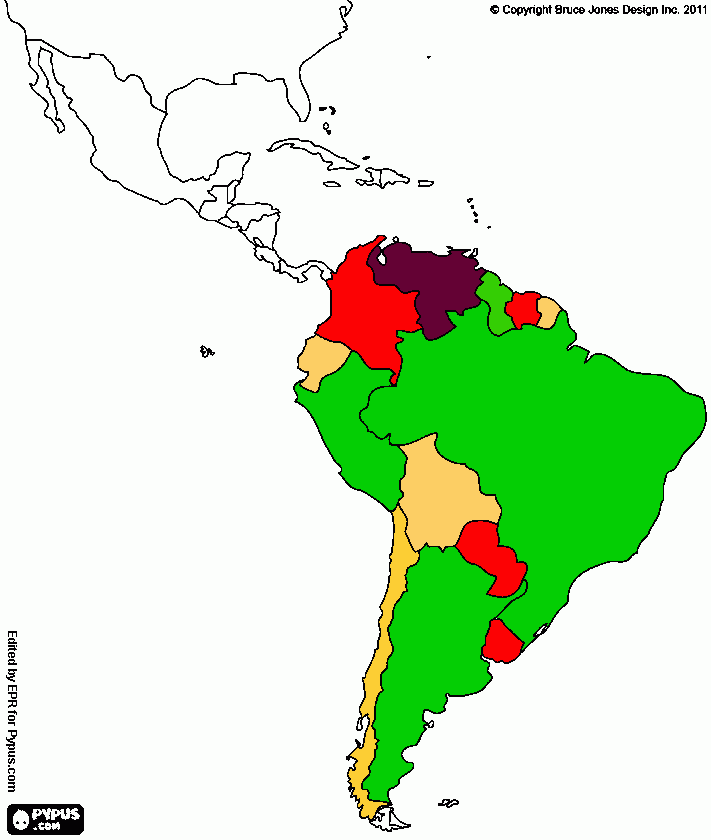 Latin America Loction Map coloring page