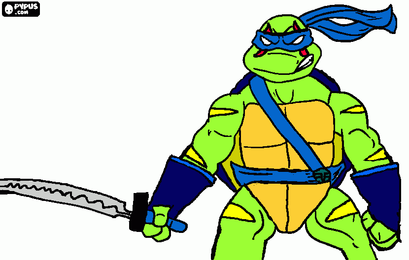 Leonardo the Red-Eared Slider From Rise of the Teenage Mutant Ninja Turtles coloring page