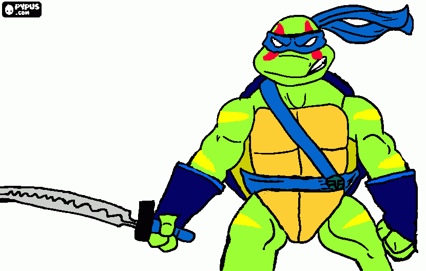 Leonardo the Red-Eared Slider (Rise of the Teenage Mutant Ninja Turtles) coloring page