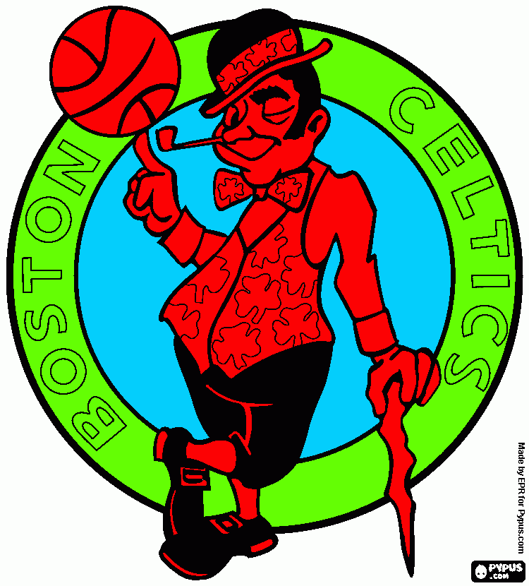 Logo Boston Celtics, NBA team coloring page