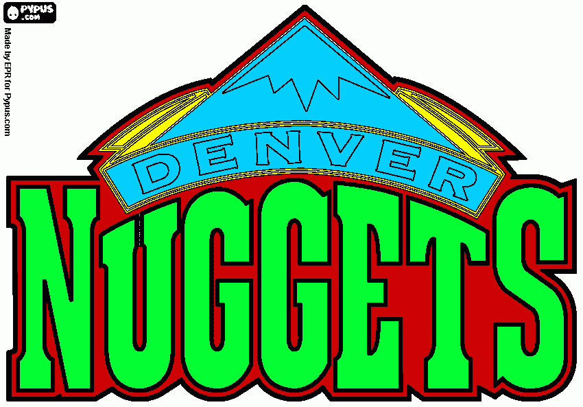 Logo Denver Nuggets, NBA team coloring page