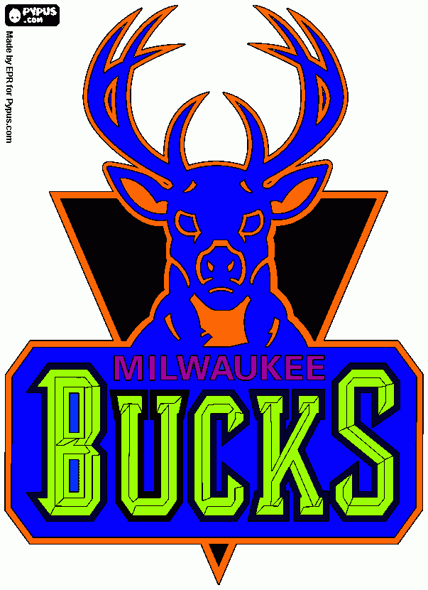 Logo Milwaukee Bucks, NBA team coloring page
