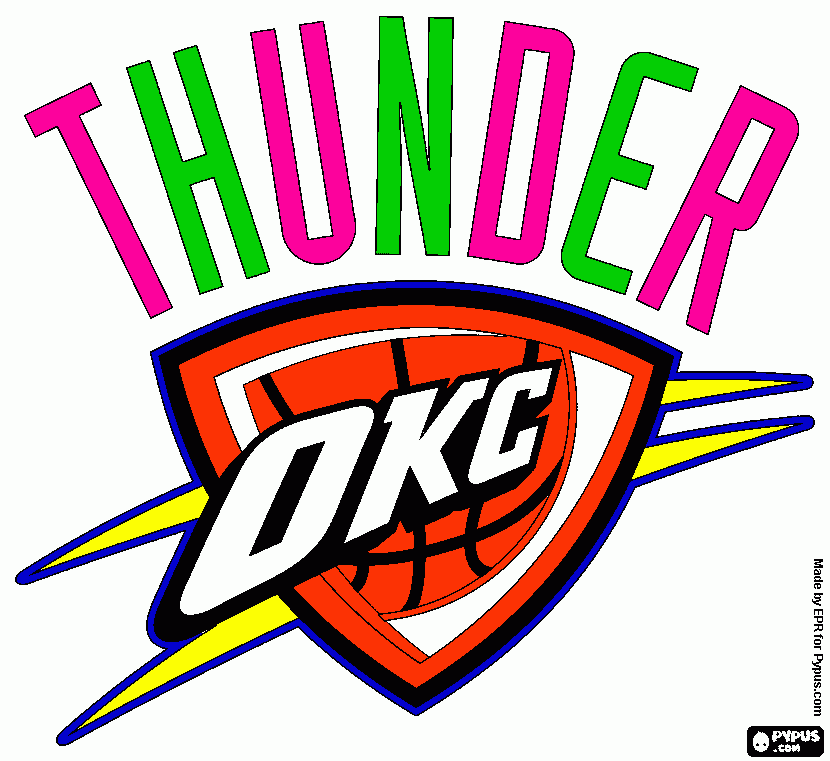 Logo of Oklahoma City Thunder, NBA team coloring page