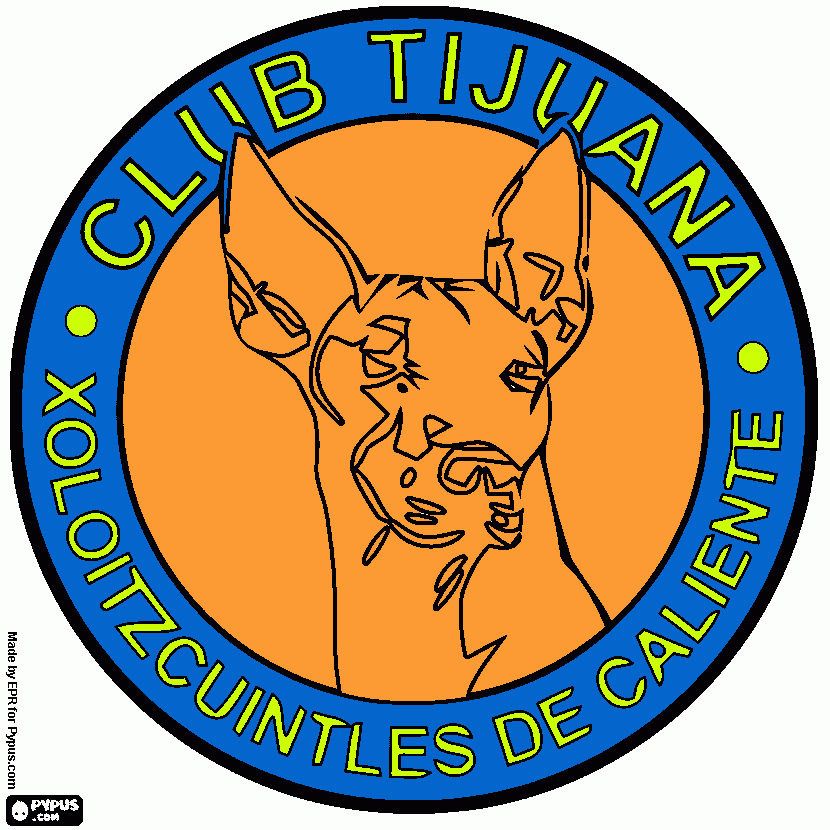 Logo of the Club Tijuana Xoloitzcuintles de Caliente, Xolos de Tijuana. coloring page