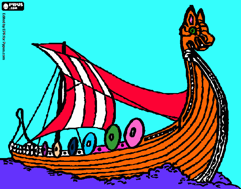 long boat coloring page