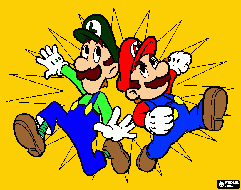 Luigi and Mario!! coloring page