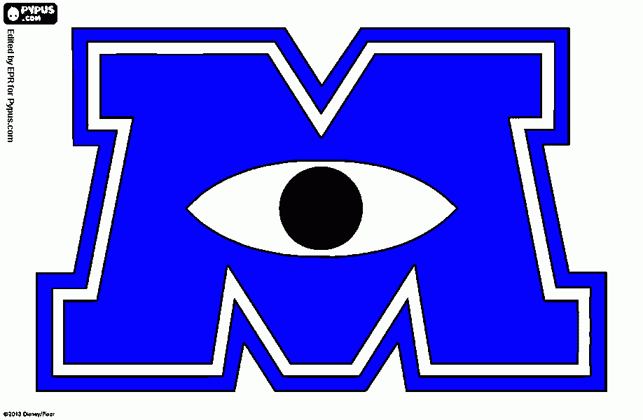 M with eye coloring page