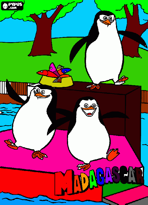 madagascar penguins coloring page