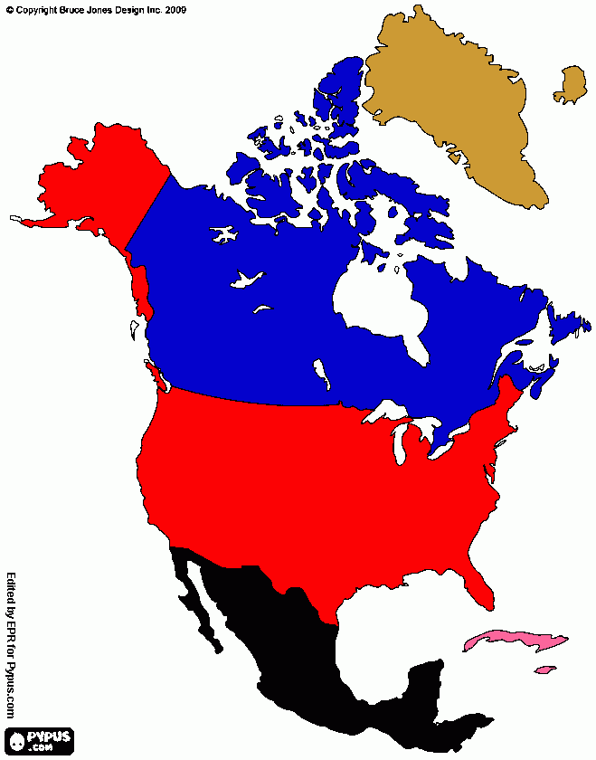 Map of North America Plans coloring page