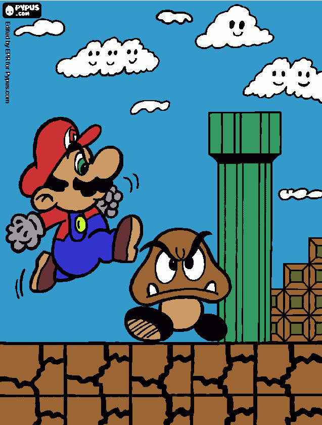 Mario and a Goomba coloring page