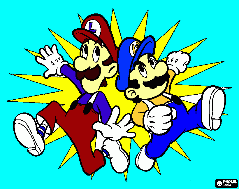 Mario and Luigi my way coloring page