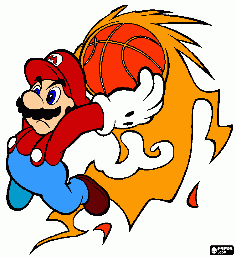 Mario basketball fireball coloring page