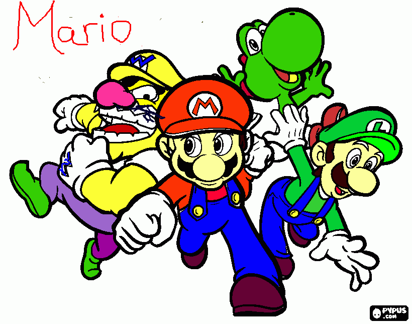 mario gang coloring page