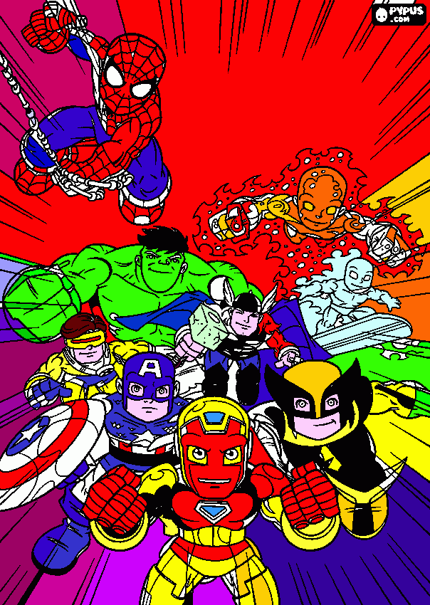marvel super heroes coloring page
