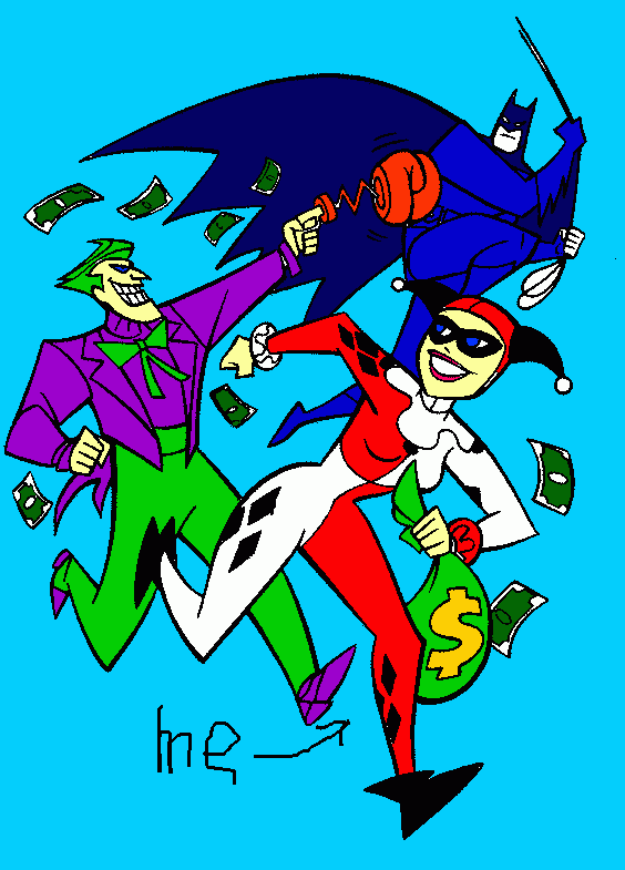 me and joker running away from batman coloring page