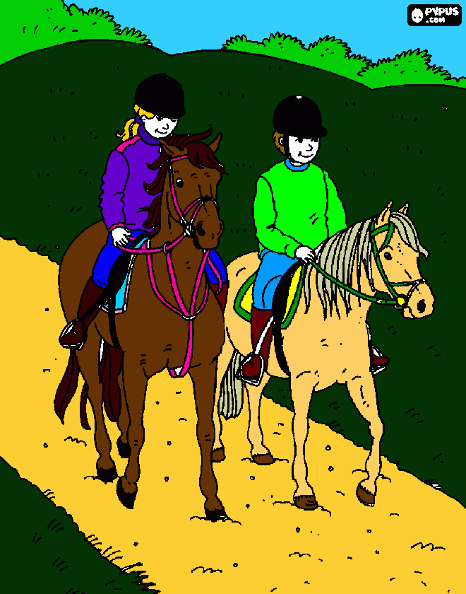 Me and lily riding on horses coloring page