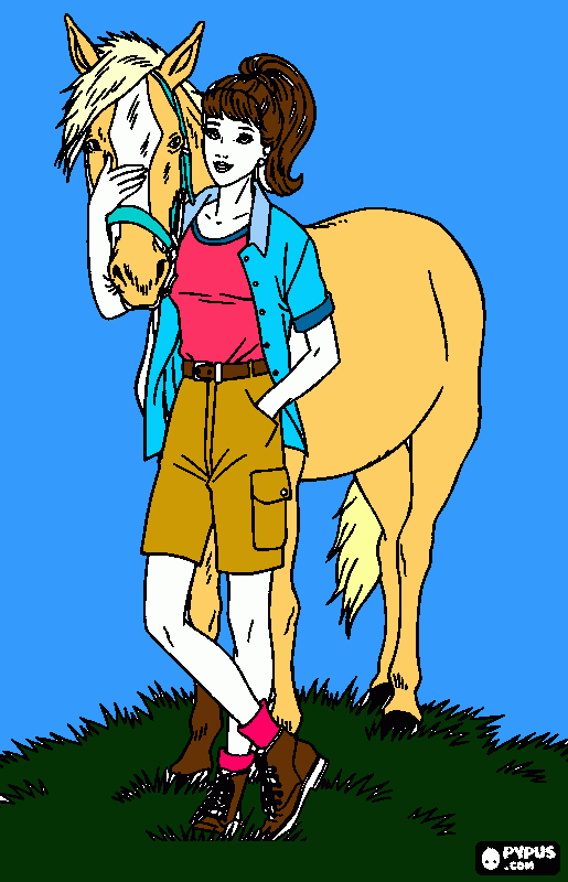 Me with a horse coloring page