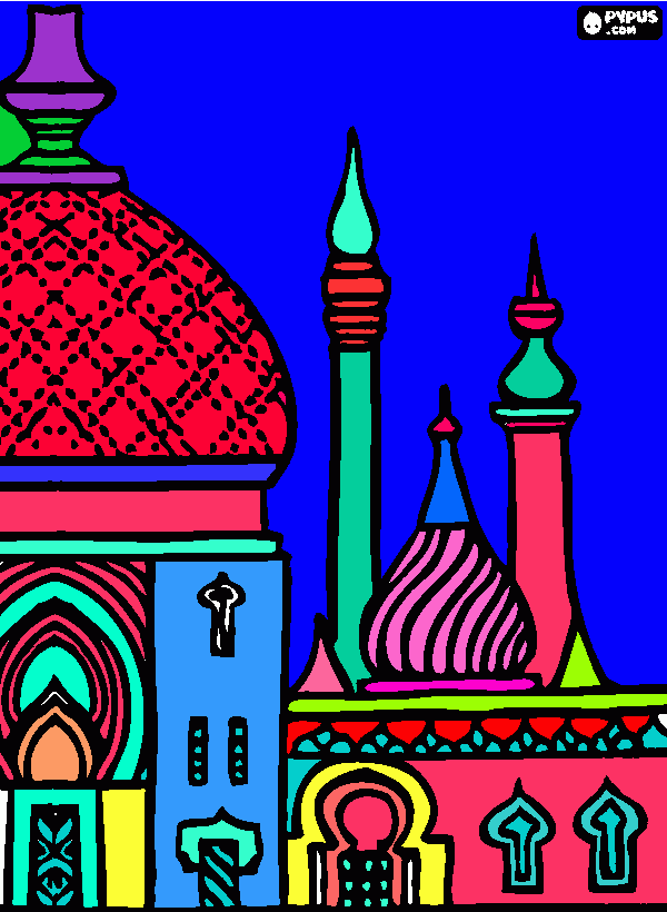 Mewarnai masjid coloring page