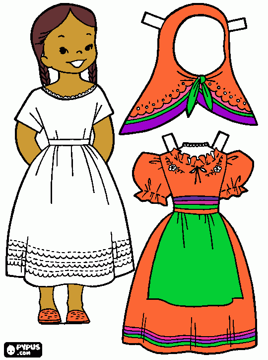 Mexican girl coloring page