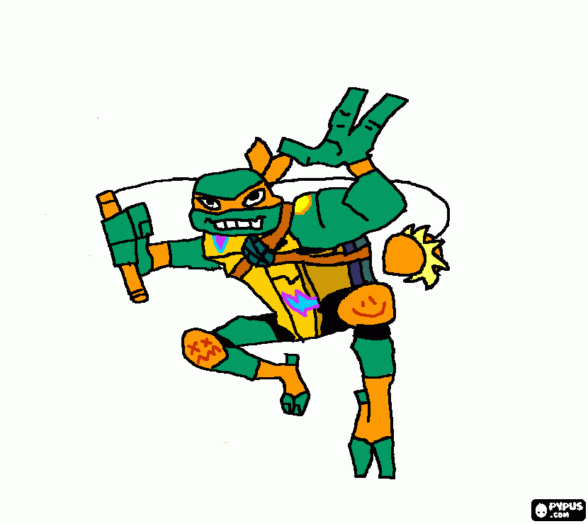 Michelangelo the Box Turtle 2.0 (Rise of the TMNT) coloring page