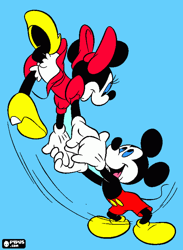 Mickey and Minnie Swinging coloring page