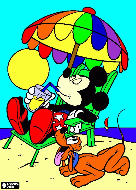 Mickey and pluto coloring page