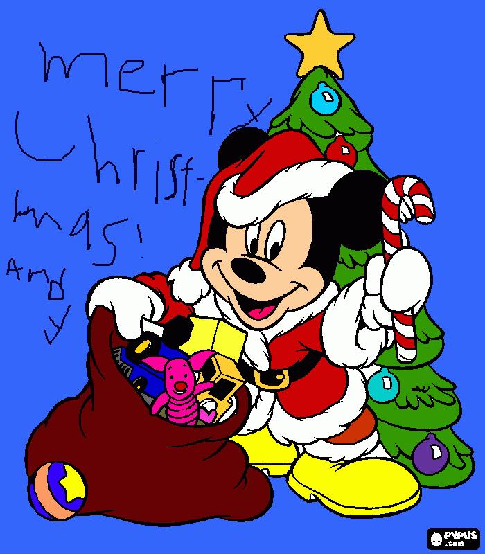 Mickey Christmas coloring page