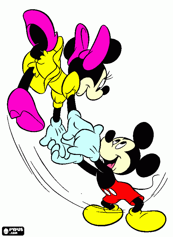 micky mouse and minnie mouse coloring page