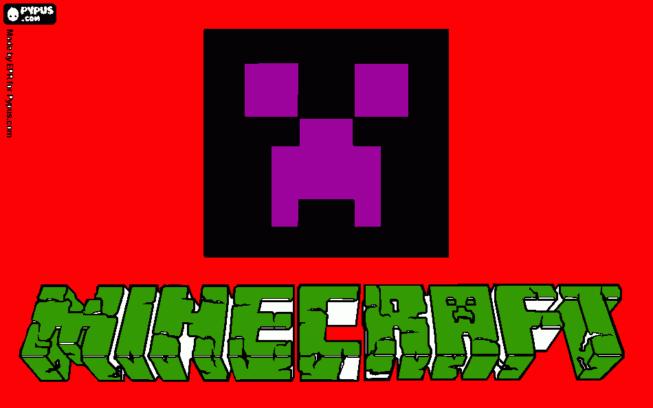 mindcraft logo and creeper coloring page