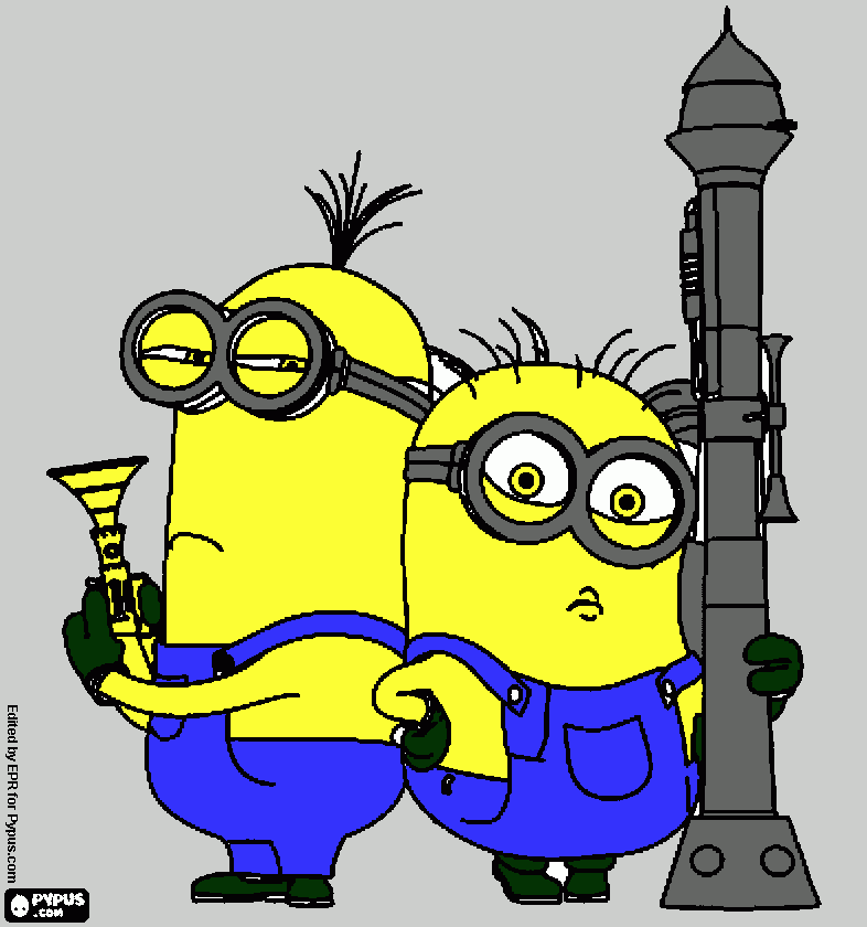 minions with weapons coloring page