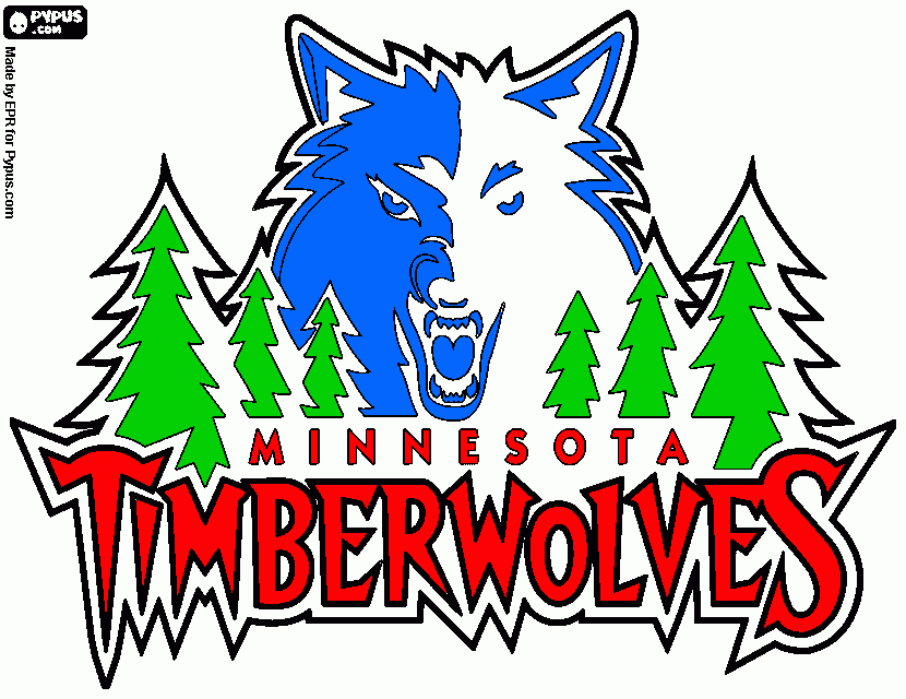 Minnesota Timberwolves logo, NBA team coloring page