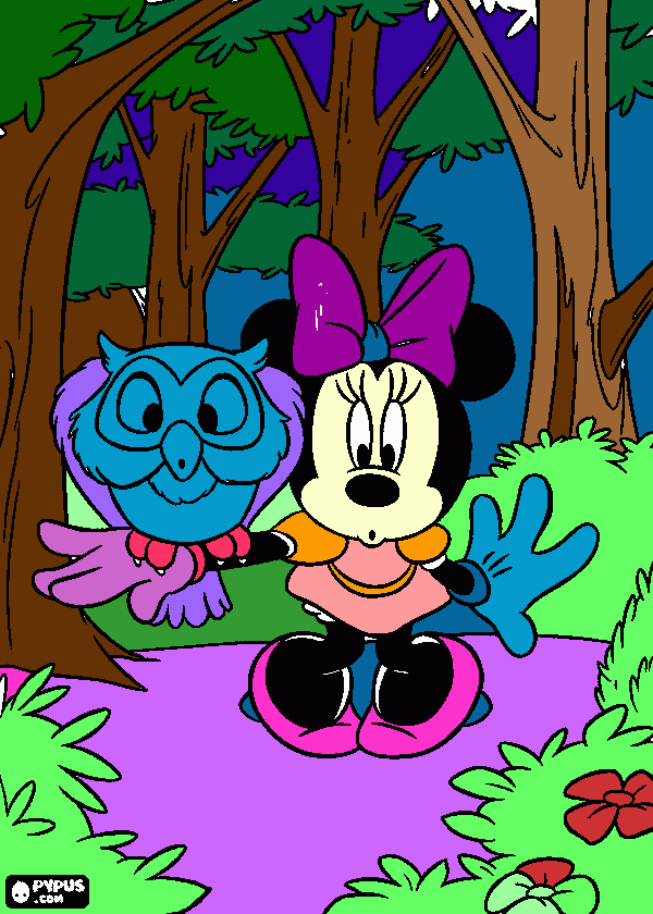 minnie dan owl coloring page
