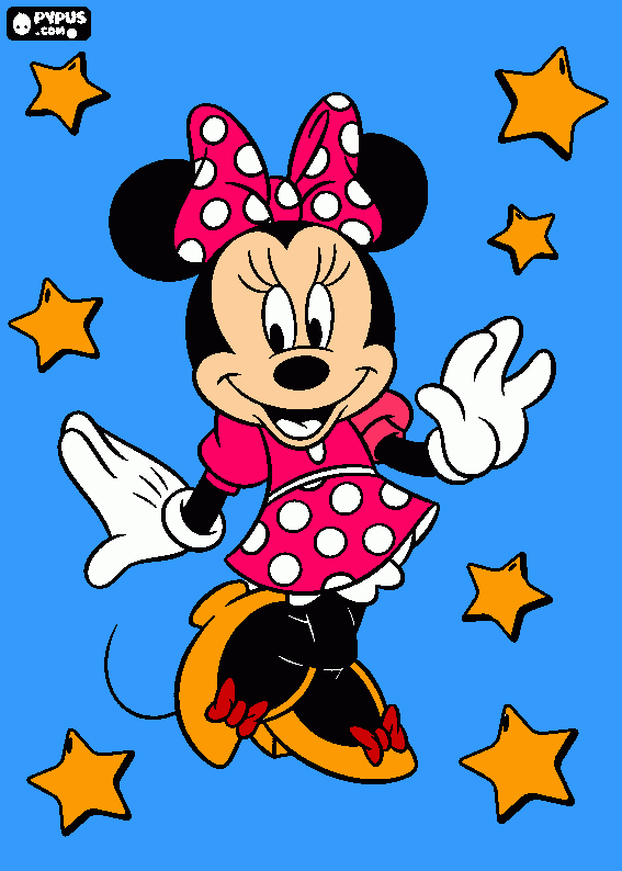 minnie mouse en las estrellas coloring page