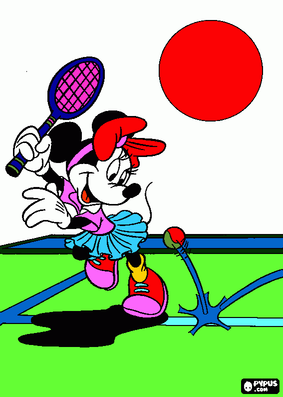 minnie mouse playing tennis coloring page