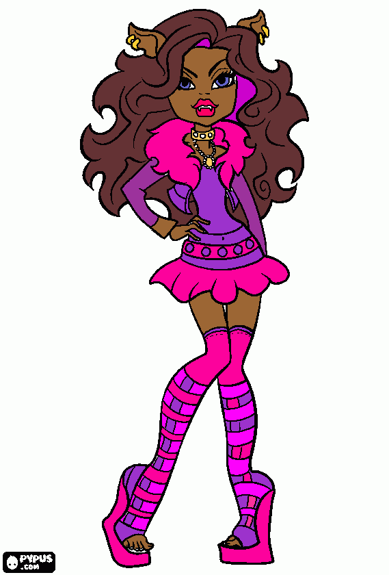 monster high Clawdeen wolf coloring page