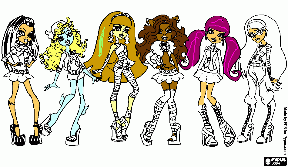 monster high ghouls coloring page