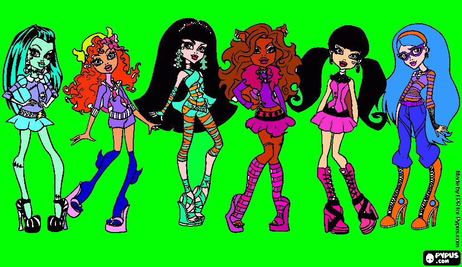 monster high group coloring page