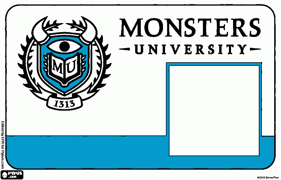 Monsters Univesity ID Card coloring page