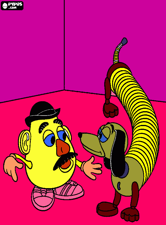 mr potato and sinky dog coloring page